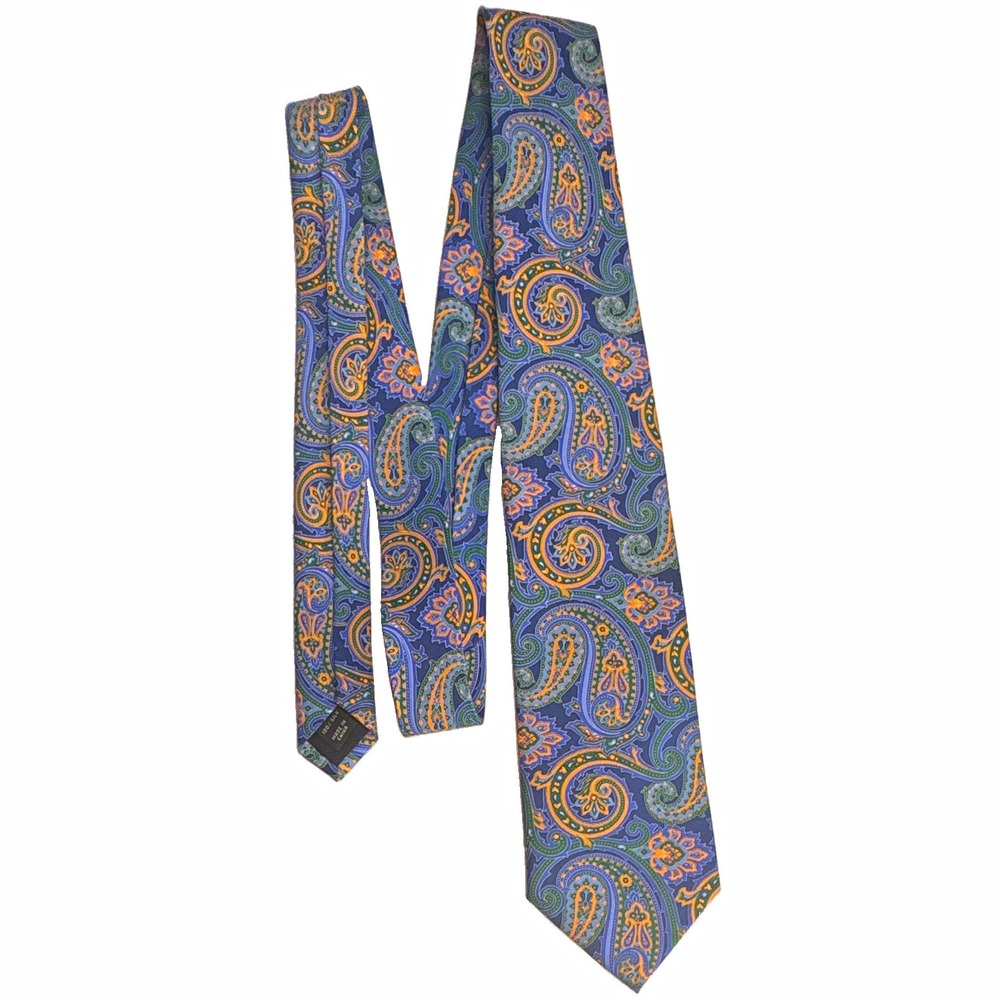 Jos. A. Bank 100% Silk Woven Men's Tie Blue Green Orange Paisley